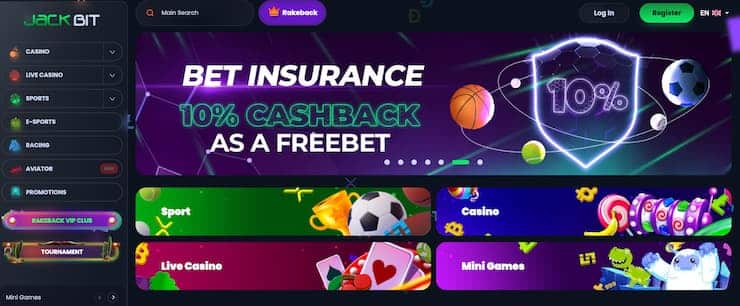 JackBit Casino homepage - the best Bitcoin slots casinos