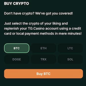 Crypto on TG.Casino
