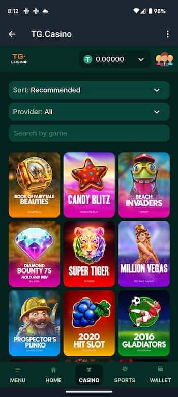 TG Casino Telegram App Slot Games