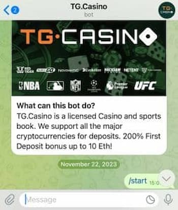 TG Casino registration